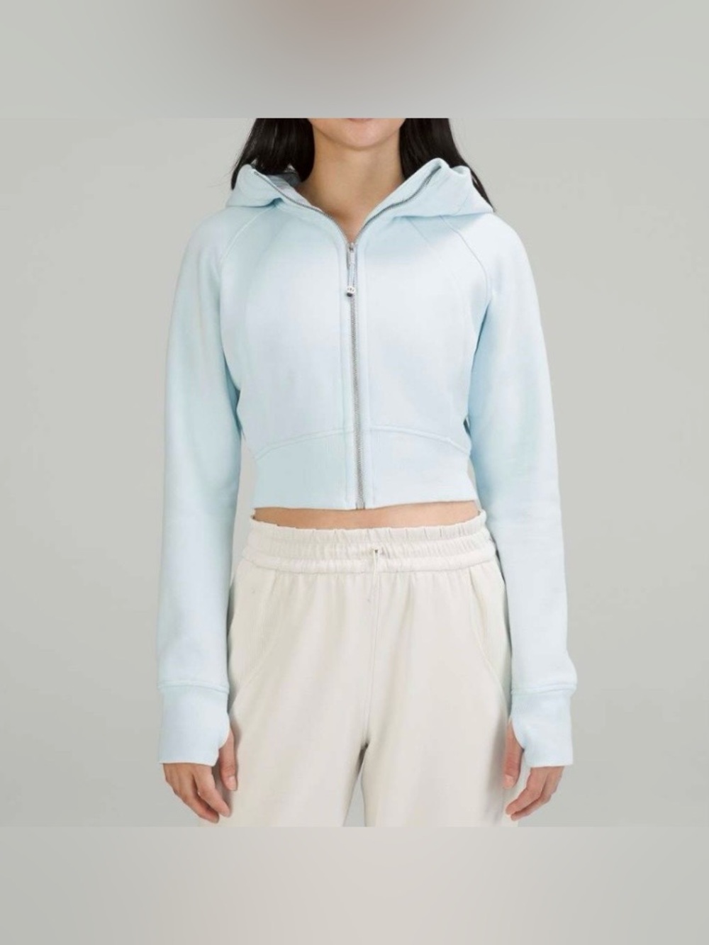 Lululemon Scuba Full-Zip Cropped Hoodie - Powder Blue